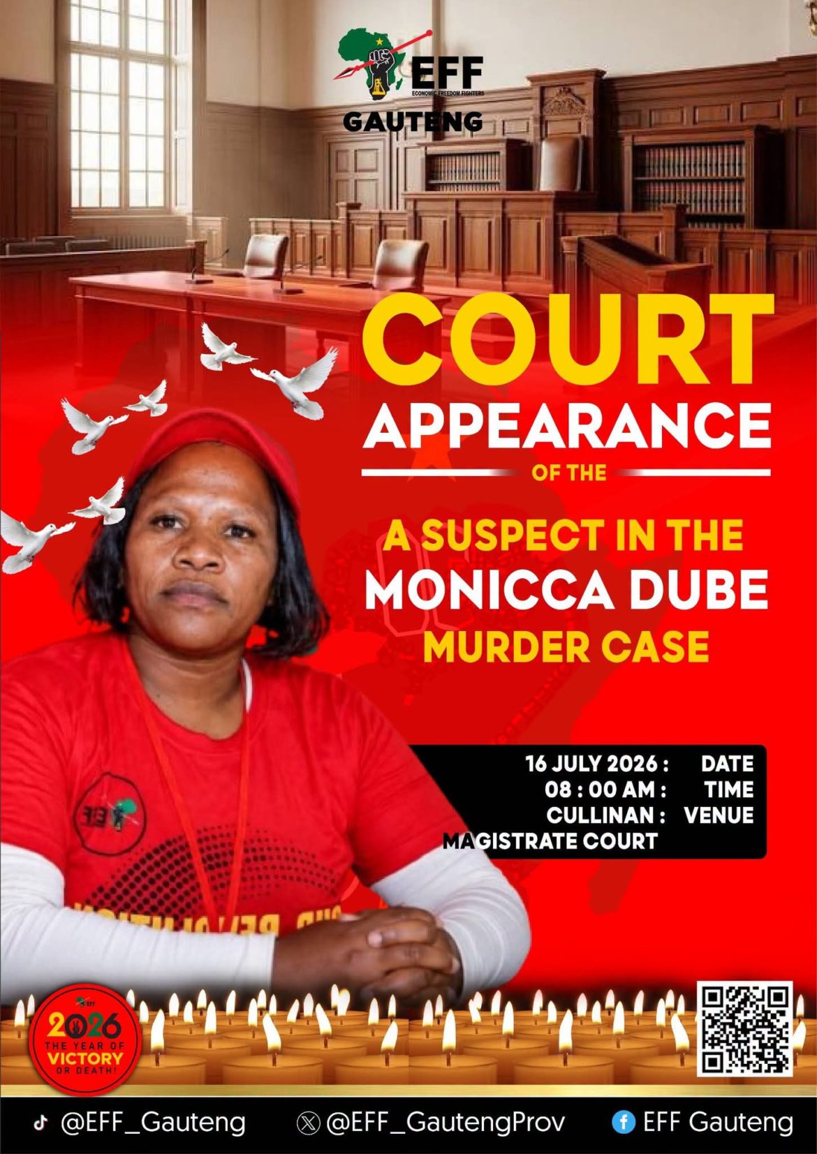 EFF LEADER MURDER SUSPECT TO APPEAR IN COURT THIS MORNING